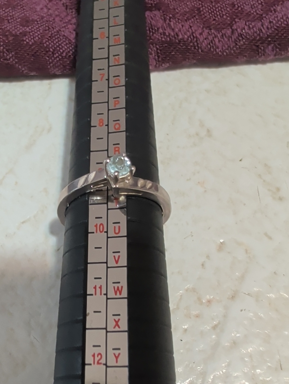 Sterling Silver Aquamarine Solitaire Ring - Light Blue